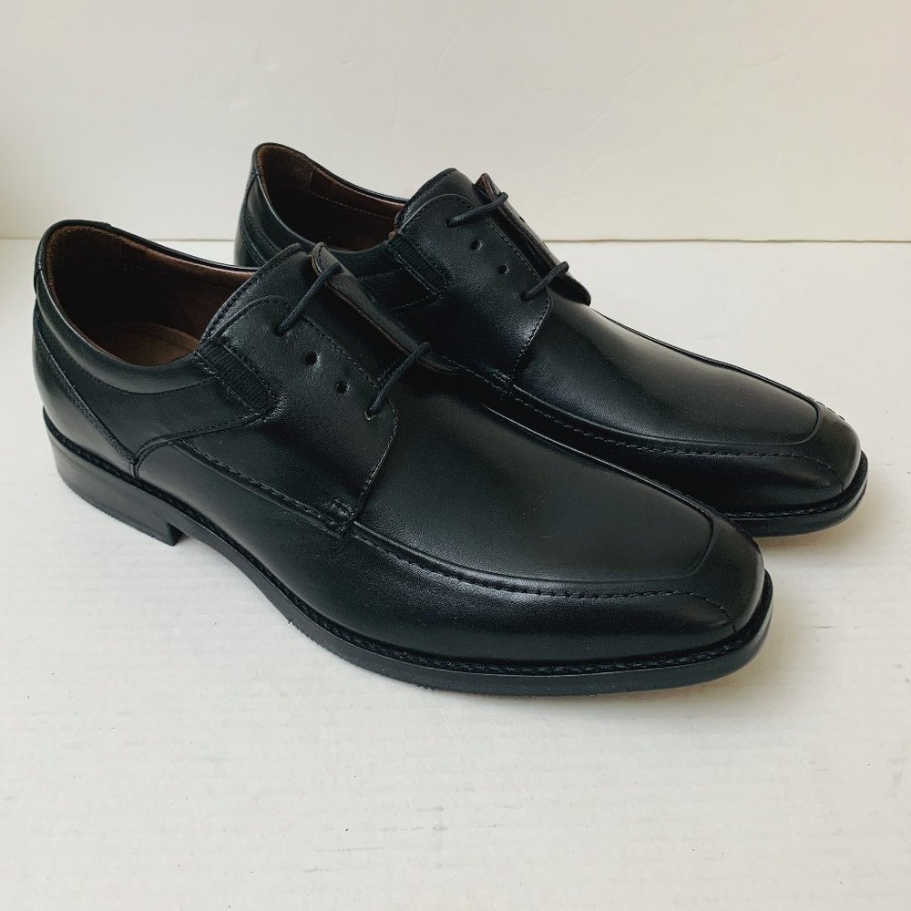$159 Johnston & Murphy Men's Bartlett Moc Lace-up Oxfords Shoes Black Leather